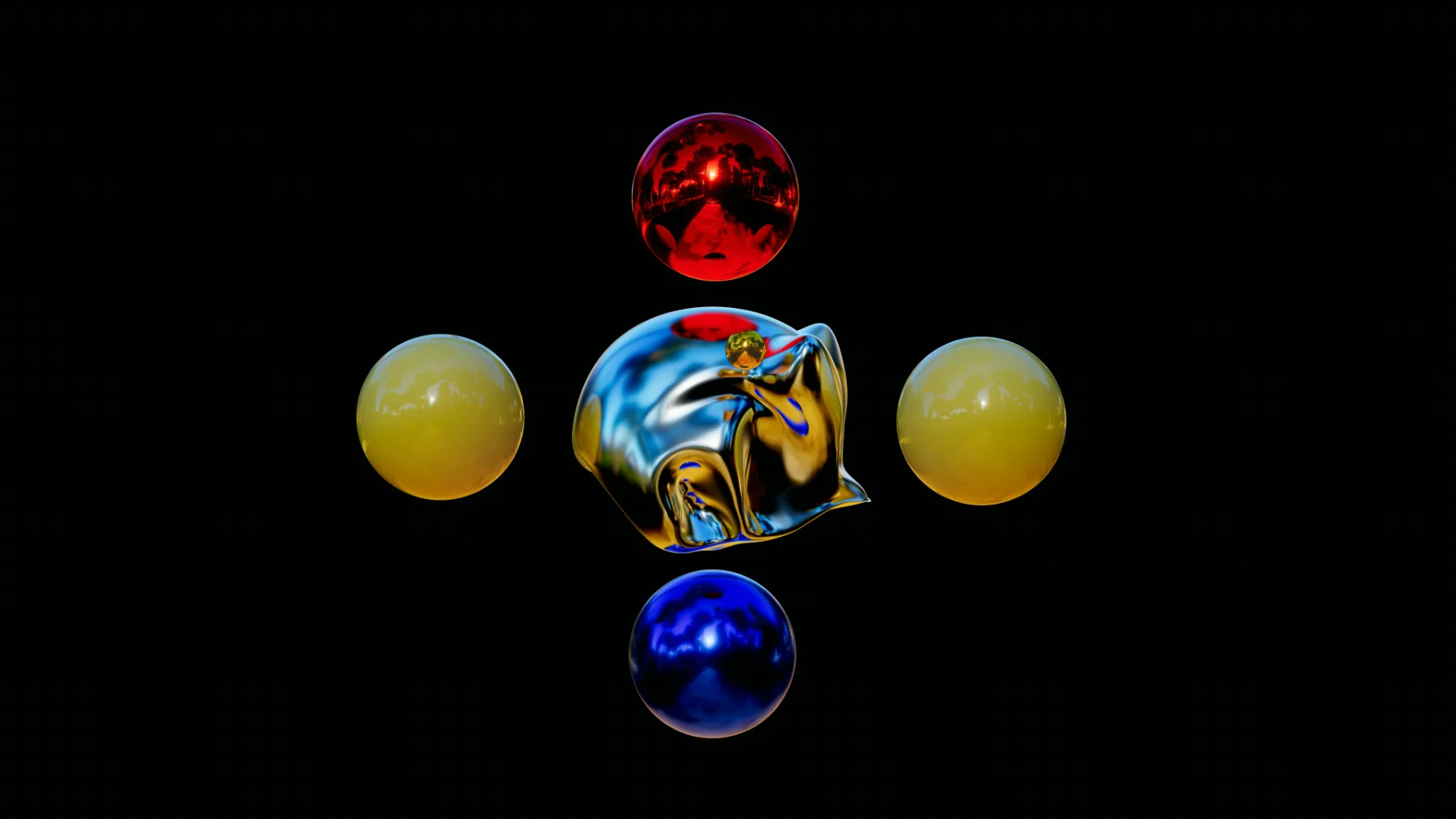 Three abstract sculptures standing in a field at golden hour.
