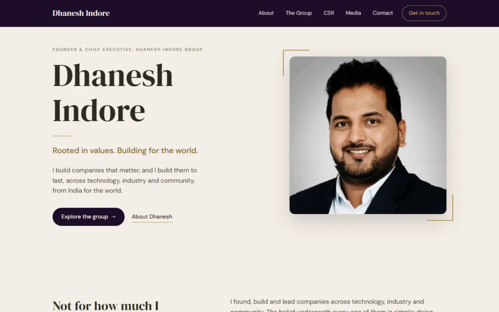 The Dhanesh Indore website.