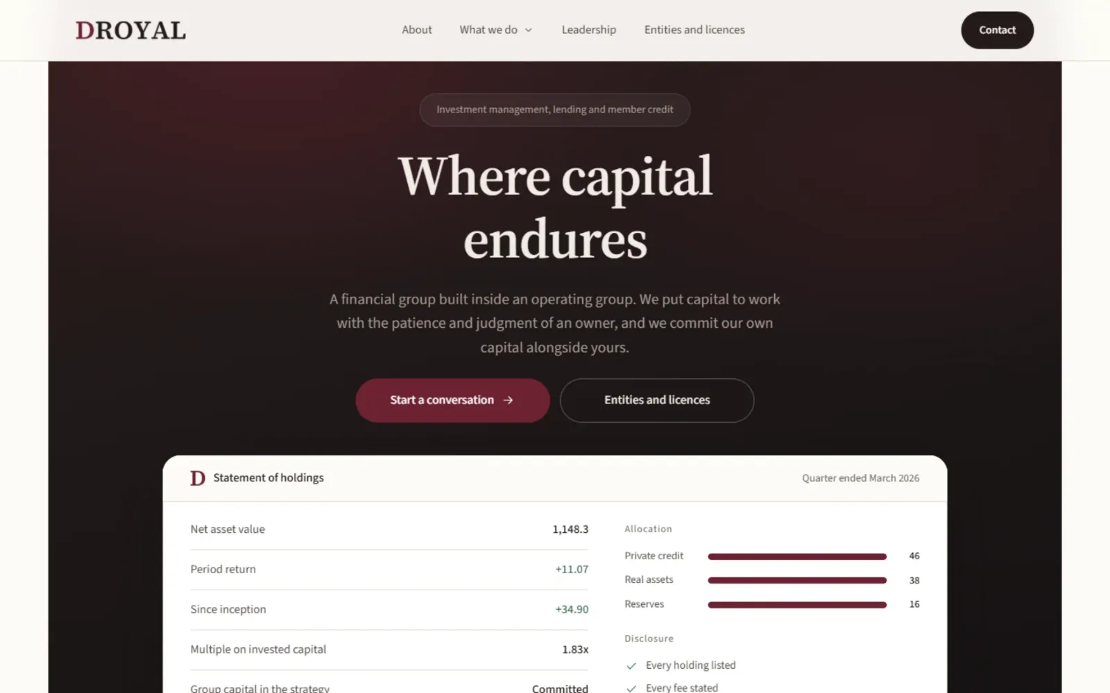 The DRoyal Global website.