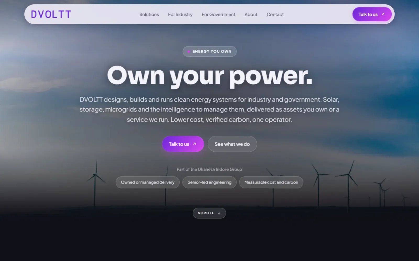 The DVoltt Energy website.