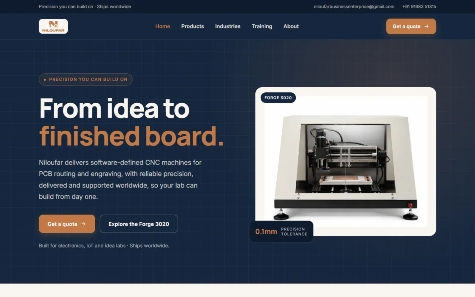 The Niloufar Business Enterprise website.