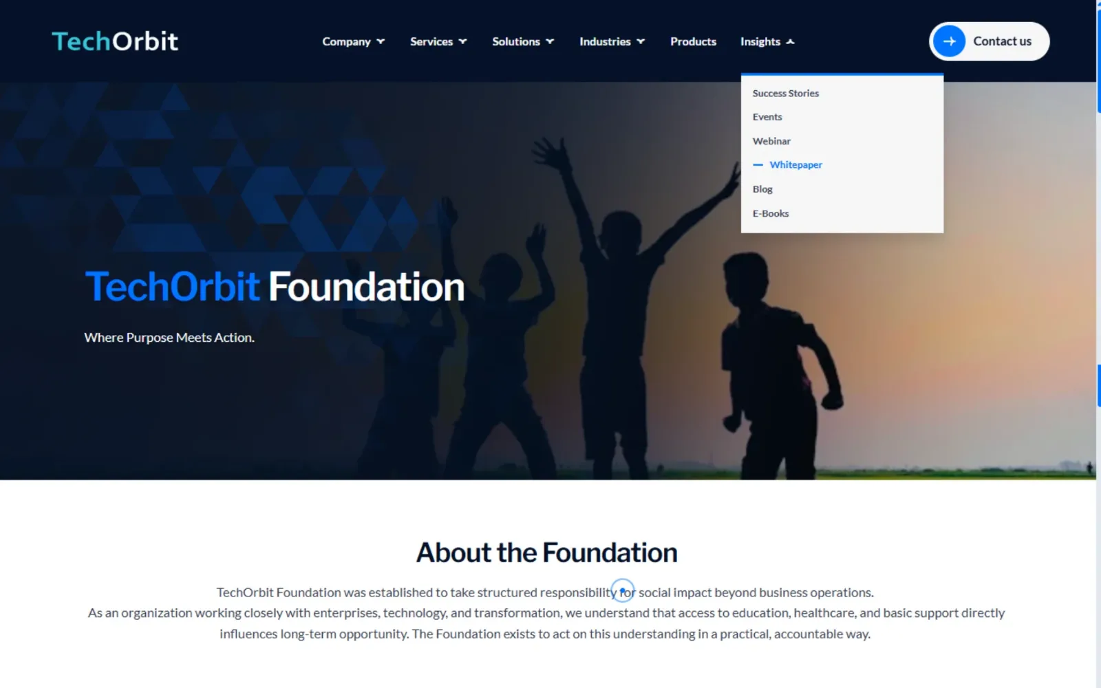 The TechOrbit Foundation website.